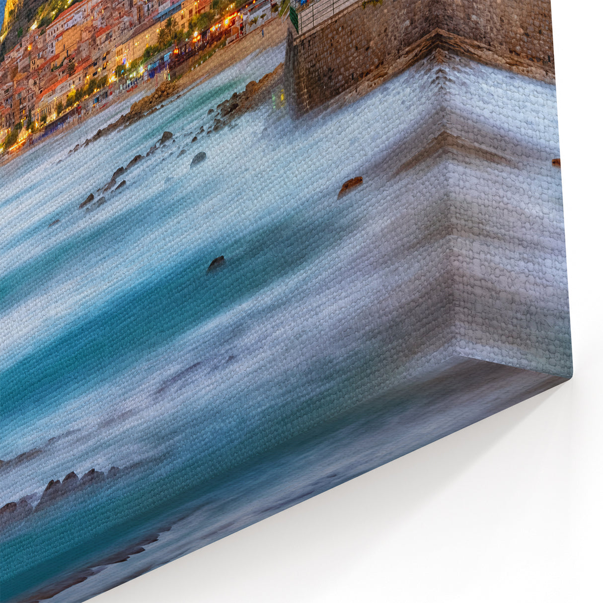 Sicily Landscape Art - Coastal Sicilian Town Lit at Dusk