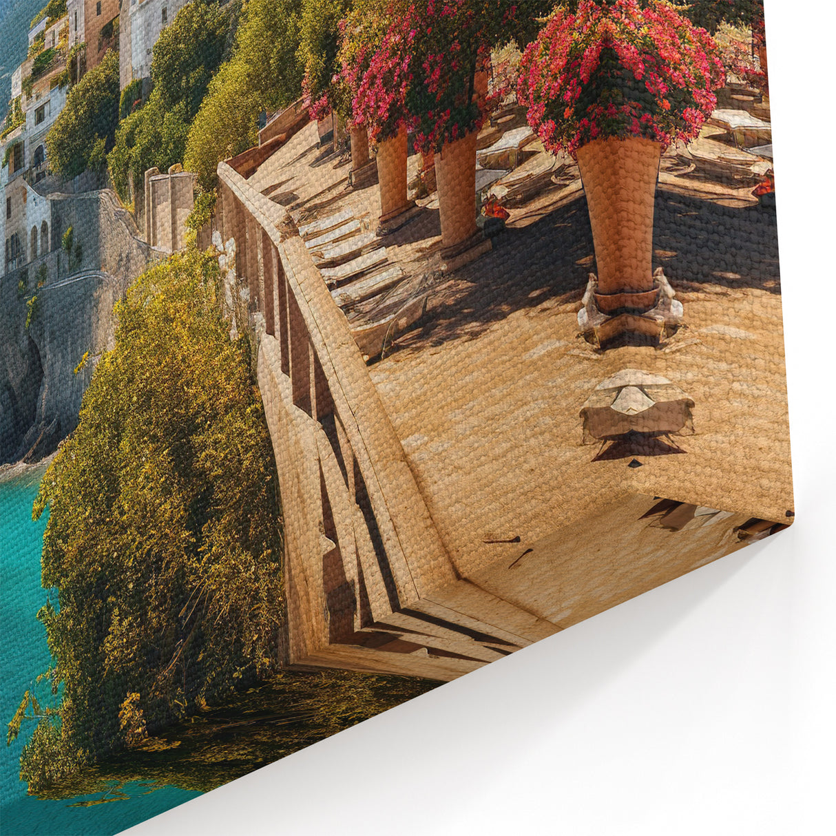 Sicily Canvas Prints - Coastal Clifftop Homes Overlooking the Sea