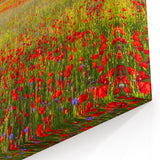 Tuscany Wall Art – Colorful Flower Field and Cypress Trees Print