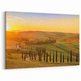 Italy Scenery Art – Tuscan Hills and Cypress Trees at Sunset Print