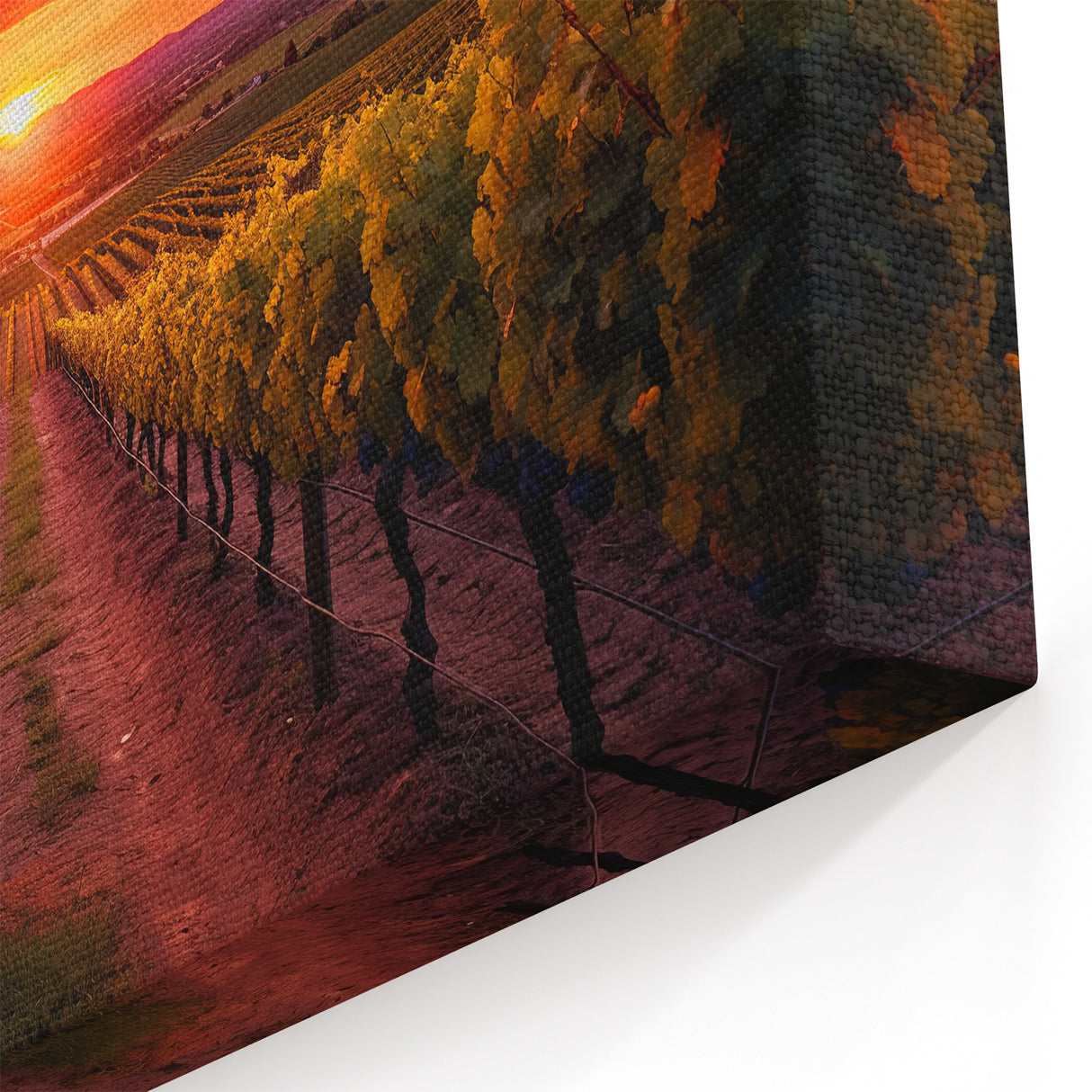 Tuscan Countryside Canvas - Italy Vineyard Sunset Landscape Art