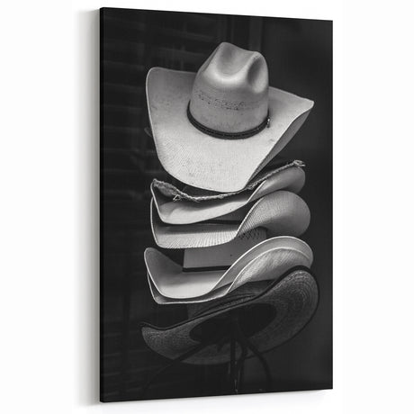 Rustic Cowboy Hat Wall Art | Vintage Farmhouse Decor | Black and White Print