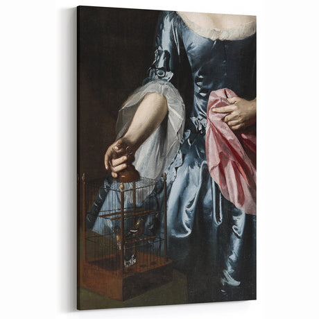 Elegant Dark Academia Wall Art - Vintage Woman with Birdcage Decor