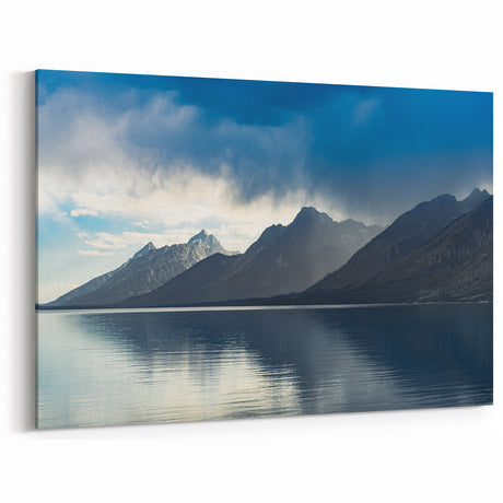 Grand Teton Scenic Print – Misty Mountains and Tranquil Lake Reflections