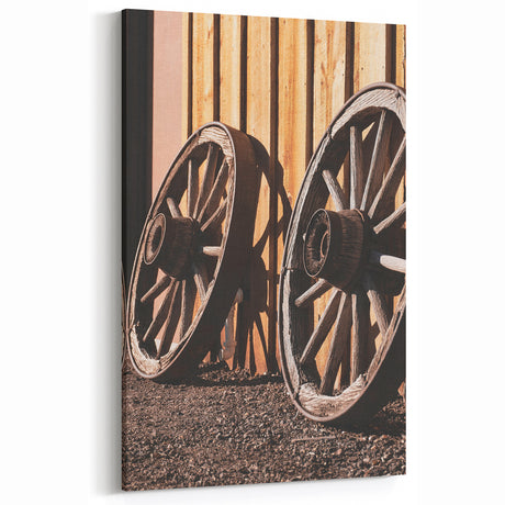 Farmhouse Wall Art - Rustic Wagon Wheels Vintage Country Style Decor