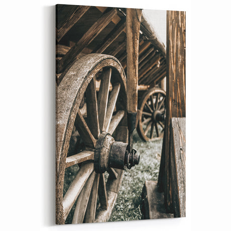 Farmhouse Wall Art - Rustic Wooden Wagon Wheels Vintage Country Decor