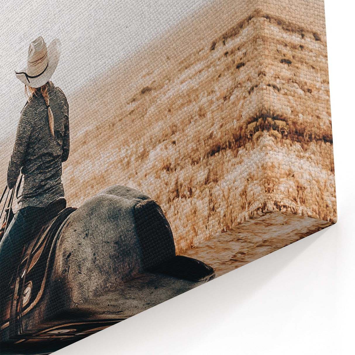 Farmhouse Wall Art - Cowboy Riding Horse Rustic Country Style Decor