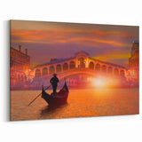 Venice Painting - Gondola at Sunset by Rialto Bridge