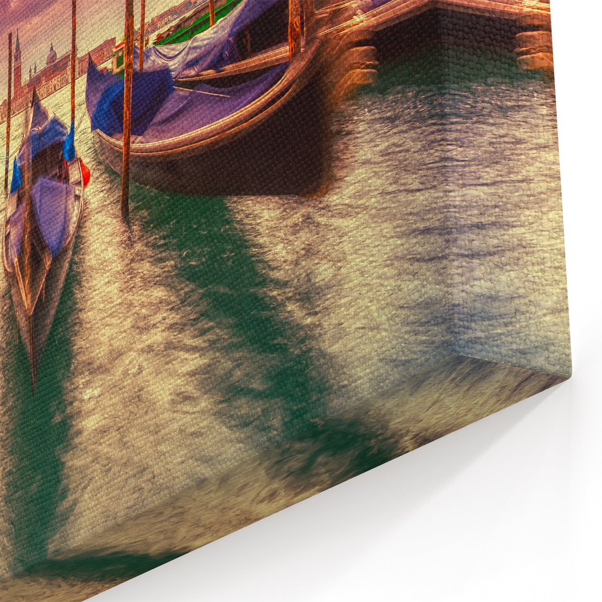 Venice Framed Art - Sunset Gondola Scene on Venetian Waters