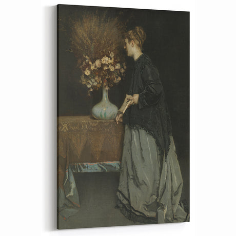 Dark Academia Wall Art - Vintage Gothic Portrait with Floral Elegance