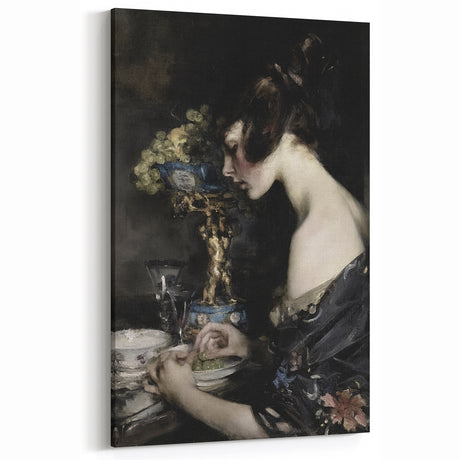 Dark Academia Wall Art - Vintage Woman in Still Life for Gothic Decor
