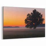 Latvian Landscape Art - Tree Silhouette at Sunset Baltic Scenery Print