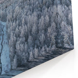 Latvia Canvas Prints - Serene Winter Forest with Winding Stream at Sunset