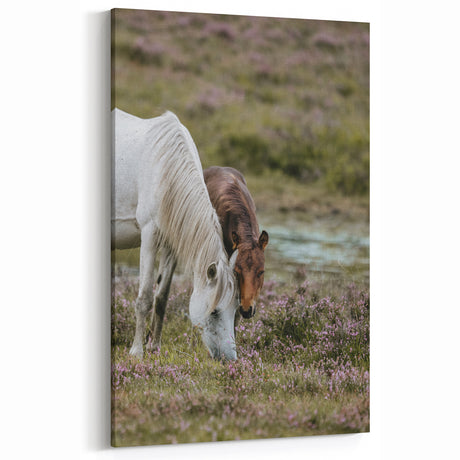 Rustic Horses Grazing Farmhouse Wall Art – Country Style Animal Decor
