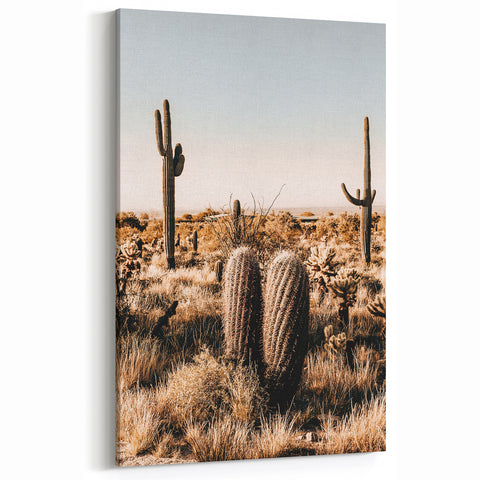Rustic Farmhouse Wall Art - Desert Cacti Landscape | Country Style Decor