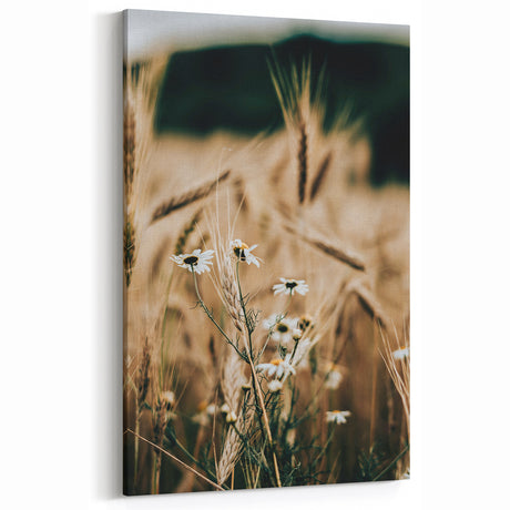 Rustic Farmhouse Decor of Wheat and Daisies – Country Style Wall Art