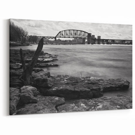 Louisville Skyline Art – Black and White Kentucky Scenic Wall Art