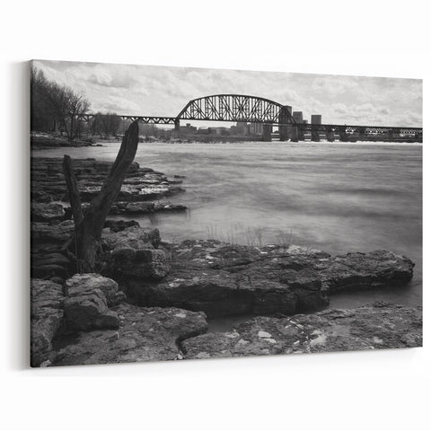 Louisville Skyline Art – Black and White Kentucky Scenic Wall Art