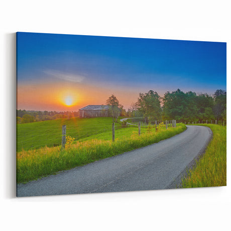 Kentucky Landscapes Wall Art – Bluegrass State Barn and Sunset Scene