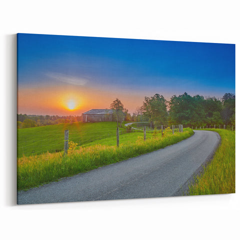 Kentucky Landscapes Wall Art – Bluegrass State Barn and Sunset Scene