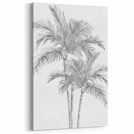 Monochrome Palm Trees Coastal Wall Art - Nautical Tropical Decor Print