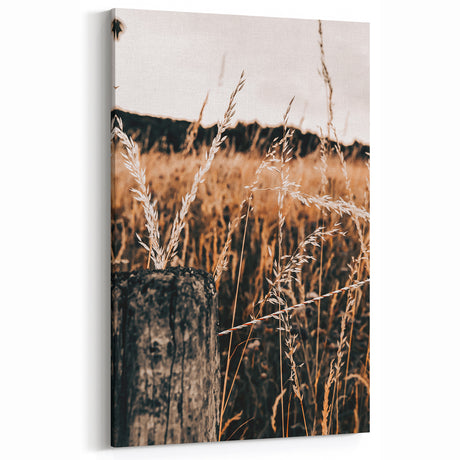 Farmhouse Wall Art – Rustic Fence and Grass Close-Up – Vintage Decor