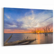 Scenic Kansas Artwork - Sunset Over Lake with Driftwood and Trees Print