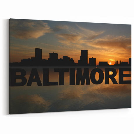 Baltimore Skyline Canvas - Baltimore Harbor Wall Art Sunset Scene