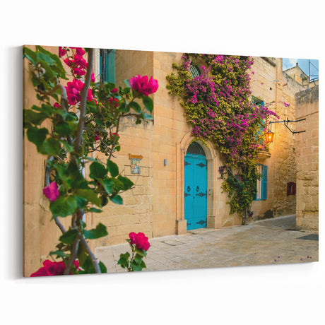 Mediterranean Wall Decor - Bougainvillea and Colorful Malta Doorway Art