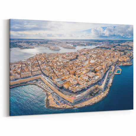Malta Canvas Prints - Aerial View of Valletta and Mediterranean Sea
