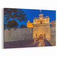 Malta Framed Art - Illuminated Mdina Gate at Night Mediterranean Scene