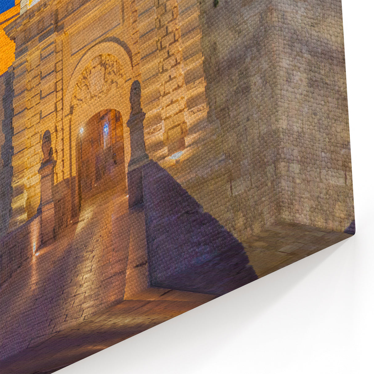 Malta Framed Art - Illuminated Mdina Gate at Night Mediterranean Scene