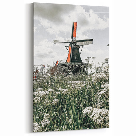 Rustic Windmill Wall Art | Farmhouse Style Decor with Wildflowers