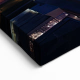 Indianapolis Landmarks Canvas - Sunset Cityscape with Illuminated Streets