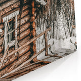 Snow-Covered Cabin Wall Art | Rustic Winter Farmhouse Style Decor