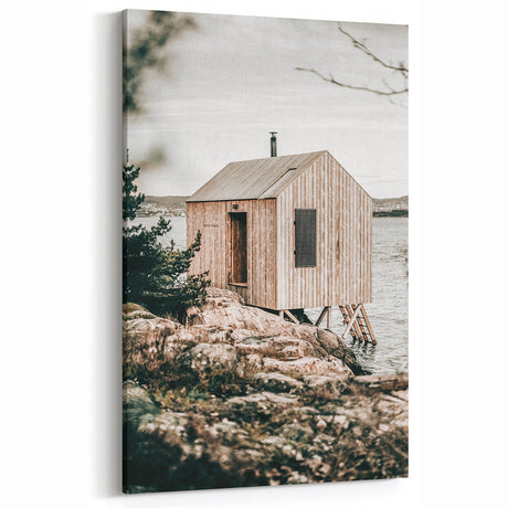 Coastal Wooden Cabin Wall Art | Farmhouse Rustic Decor by the Water