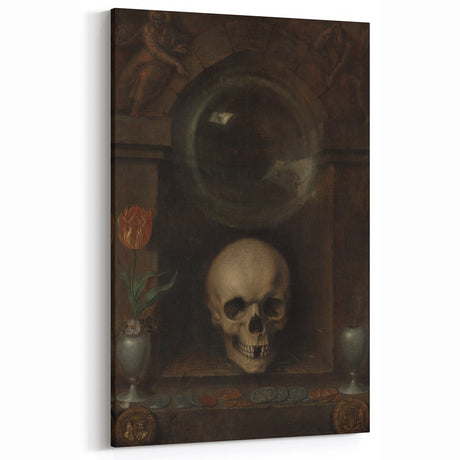 Dark Academia Wall Art - Gothic Skull and Coins Still Life for Vintage Decor