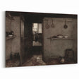 Dark Academia Wall Art – Rustic Interior with Shadowy Kitchen Scene
