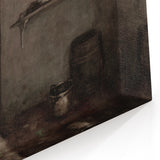 Dark Academia Wall Art – Rustic Interior with Shadowy Kitchen Scene