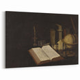 Dark Academia Wall Art – Still Life with Open Book, Globe, and Candle