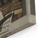 Dark Academia Wall Art – Still Life with Owl, Books, and Violin