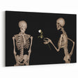Dark Academia Wall Art – Skeletons with White Rose in Gothic Scene