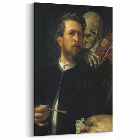 Dark Academia Wall Art - Vintage Gothic Self-Portrait with Death's Shadow