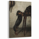 Dark Academia Wall Art - Vintage Gothic Dachshunds in a Shadowy Room