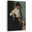 Dark Academia Wall Art - Vintage Gothic Woman and Dog in Thoughtful Pose