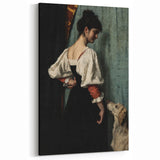 Dark Academia Wall Art - Vintage Gothic Woman and Dog in Thoughtful Pose