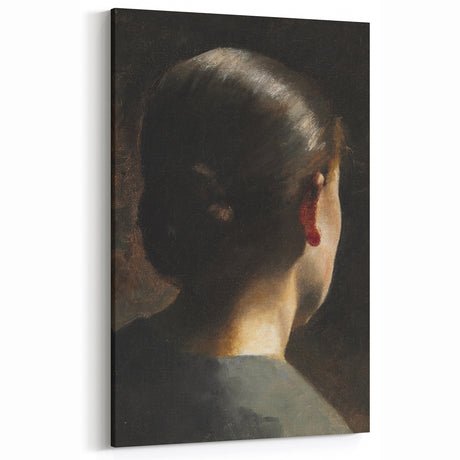 Dark Academia Wall Art - Vintage Gothic Woman in Profile from Behind