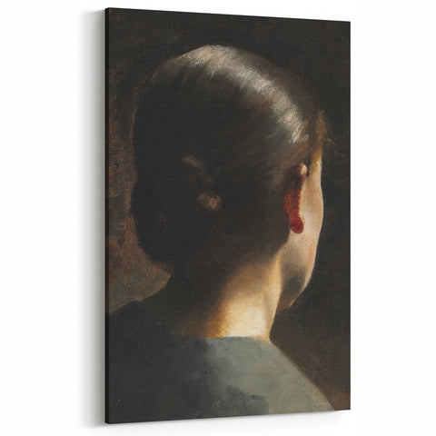 Dark Academia Wall Art - Vintage Gothic Woman in Profile from Behind