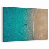 Mediterranean Beach Painting - Relaxing Aerial View of Swimmer on Shore