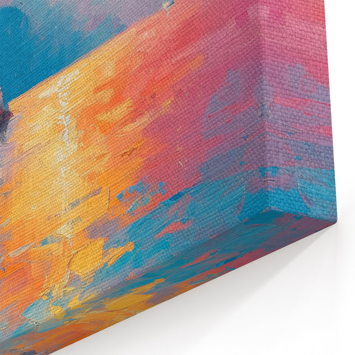 Mediterranean Coast Canvas - Colorful Sunset Over Seaside Village Art
